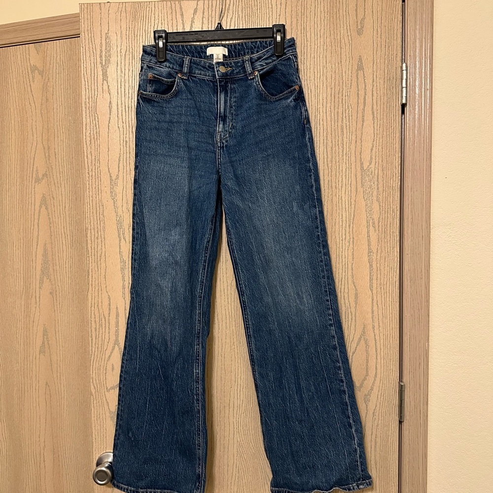 H&M Blue Straight Wide Leg Jeans